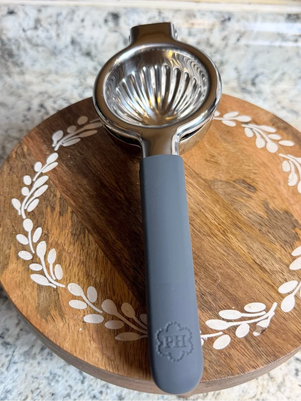 Princess House Stainless Citrus press with Gray Handles
